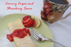 Lemony Crepes with Strawberry Sauce