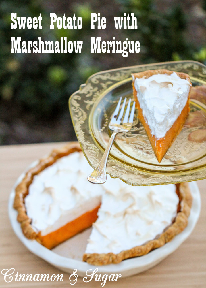 Sweet Potato Pie with Marshmallow Meringue - Cinnamon and Sugar