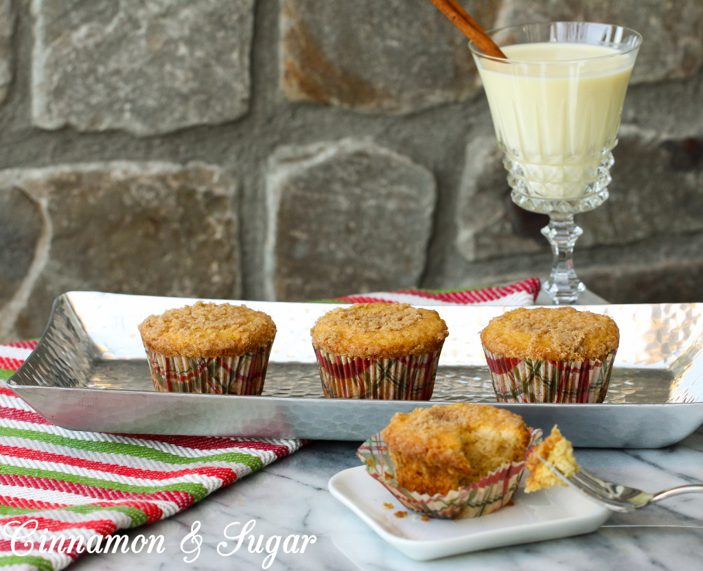 Clare's Eggnog Crumb Muffins Cinnamon and Sugar