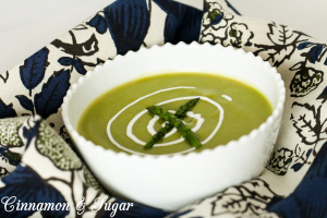 Chock-full of veggies, this healthy, velvety "skinny" Cream of Asparagus Soup is so creamy, no one will know that there is virtually no added fat!