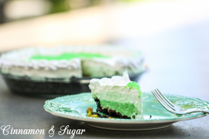 Easy no-bake Triple Layer Pistachio Pie: Oreo crust, fudgy layers of chocolate & crunchy pistachios, topped with creamy layers of pudding & whipped topping. 