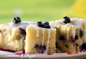 Blueberry Muffin Bars are a light, delicate cake packed full of fresh, juicy blueberries, then topped with a vanilla drizzle, they are perfect for making ahead for any occasion …like breakfast, snack, or dessert! 