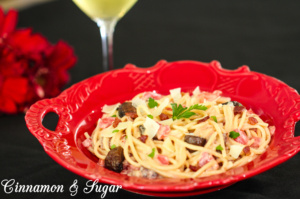 Pasta with Bacon and White Wine Sauce uses simple, fresh ingredients but when combined creates a tasty meal you won't soon forget!