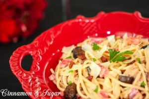 Pasta with Bacon and White Wine Sauce uses simple, fresh ingredients but when combined creates a tasty meal you won't soon forget!