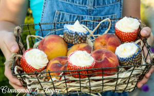 Super moist and flavorful, Peach Cobbler Cupcakes start with a boxed mix, but with simple add-ins make them taste like they were made from scratch. Recipe shared with permission granted from Susan Furlong, author of REST IN PEACH.