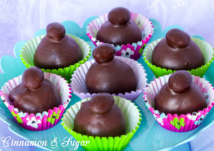 Deep, dark chocolate infused with espresso powder, then topped with a chocolate covered espresso bean, Mocha Truffles give you an incredible jolt of flavor! Recipe shared with permission granted by Kathy Aarons, author of TRUFFLED TO DEATH.