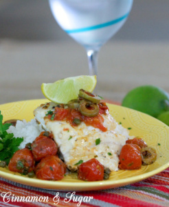 Snapper Veracruz is firm Red Snapper baked with a fresh cherry tomato sauce, flavored with green olives and capers. This dish comes together quickly but is beautiful and tasty enough to serve to guests.