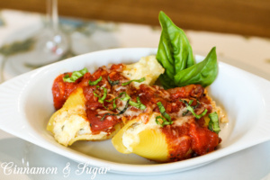 3 kinds of cheese make these stuffed shells a rich, satisfying meal while the long-simmered marinara sauce adds a depth of flavor that compliments the dish.