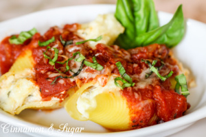 3 kinds of cheese make these stuffed shells a rich, satisfying meal while the long-simmered marinara sauce adds a depth of flavor that compliments the dish.