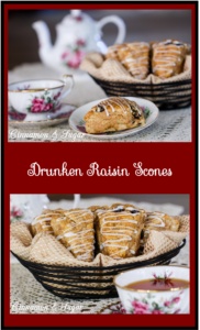 Whiskey and cinnamon simmered raisins infuse these Drunken Raisin Scones with loads of spiced flavor while the flaky, tender pastry will melt in your mouth!