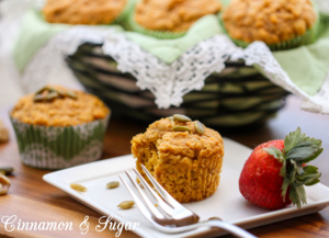 Monarch Muffins are buttery pumpkin muffins sweetened with brown sugar and cinnamon while crunchy walnuts and pumpkin seeds add textural and visual appeal. 