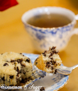 Chocolate Chip Muffins have a delicate, moist crumb, the added mini chocolate chips add a rich decadence and sparkling sugar adds visual & textural appeal.