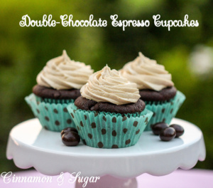 Double-Chocolate Espresso Cupcakes are a decadently rich & sinful dessert, topped with a creamy cloud of espresso frosting that is perfect for any occasion.