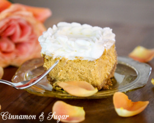 Pumpkin Cheesecake combines the warming flavors of fall with tangy cream cheese to create a luscious, creamy dessert that melts in your mouth!