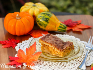 Pumpkin Rolls combines the ease of refrigerated crescent rolls as crust with a pumpkin cheesecake filling and crunchy cinnamon topping for an autumn dessert