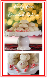 Candy Cane Snowball Cookies are buttery cookies blended with crunchy festive peppermint candy canes. Perfect for holiday dessert tables and gift giving!