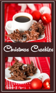 Using only three simple ingredients, these no-bake Christmas Crackles are a cross between candy and cookies. Perfect for impromptu treats or bake sales! 