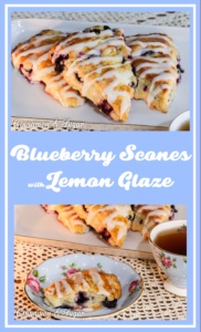 Blueberry Scones with Lemon Glaze replaces heavy cream with Greek yogurt resulting in a luscious, flavorful pastry with fewer calories. 