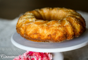 Using boxed cake mix as a base, Ginny Wiggins's Perfect Peach Bundt Cake is supremely moist and full of a generous amount of canned peaches for convenience.