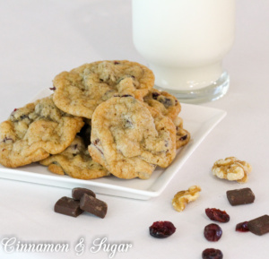 Cranberry Walnut Chocolate Chunk Cookies have an amazing combination of flavors and textures that are encased in a soft and chewy cookie base.