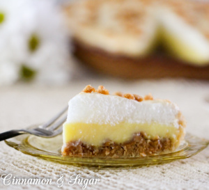 Peanut Butter Pie has sweetened creamy peanut butter on the bottom, while a fuss-free, custard forms middle layer, and is then topped with fluffy meringue. 