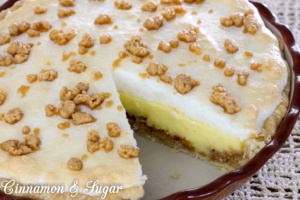 Peanut Butter Pie has sweetened creamy peanut butter on the bottom, while a fuss-free, custard forms middle layer, and is then topped with fluffy meringue. 