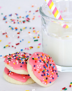 Quick No-Chill Sugar Cookies uses plenty of vanilla for flavor and bake up soft. Perfect with a cup of hot tea or coffee, or add fun frosting & sprinkles. 