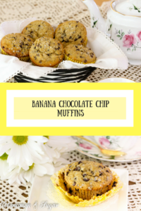 Banana Chocolate Chip Muffins are tender muffins filled with mini chocolate chips. Whole wheat flour provides a boost of nutrition for breakfast or snacks.