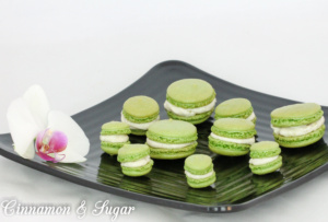 Naturally gluten-free Matcha Green Tea Macarons have an earthy delicate green tea flavor that melds with the spiciness of both fresh and crystallized ginger