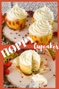 With the unexpected addition of citrus IPA, these decadent cream cheese frosting topped Hoppy Cupcakes have a refreshing orange & lime flavor!