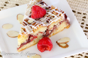 Raspberry-Almond Deep-Dish Coffee Cake uses both fresh raspberries & raspberry jam with a fuss-free batter allowing you to get it on the table quickly.