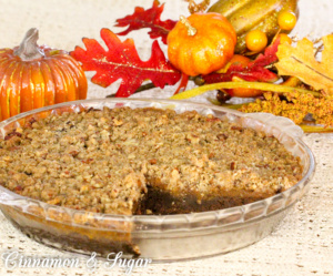 Vegan Pumpkin Brownie Pie with Pecan Streusel, with its 3 flavorful layers, is so rich and decadent tasting no one will ever miss the eggs and dairy.