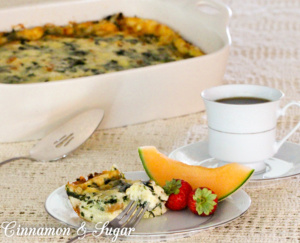 Cheese and Spinach Strata is a delicious breakfast or brunch casserole that is assembled a day ahead of time freeing you up to enjoy your family and guests.