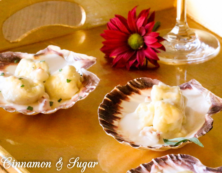 Tarragon Ricotta Gnocchi with Lobster Velouté Cinnamon and Sugar