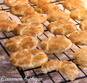 Your Jokes Make Me Snicker-Doodle Cookies are a bit crunchy on the outside, soft and chewy on the inside. A burst of spiced flavor from the cinnamon and sugar on the outside gives way to a sweet cookie on the inside proving why Snickerdoodle Cookies are a crowd favorite.