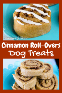 Cinnamon Roll-Overs Dog Treats are whole grain dog treats that are sweetened with a bit of honey and cinnamon then rolled up with finely chopped walnuts or pecans. Your dog will do lots of roll-overs to show you how much they love these yummy treats!