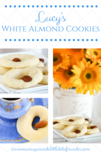 Lucy's White Almond Cookies uses only four simple ingredients plus whole almonds for garnishing to create a melt-in-your-mouth shortbread-style delectable treat! 