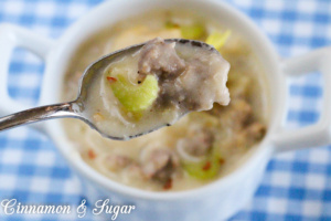 Warming and filling, the chunky potatoes give support to rich sausage and cream while simple egg dumplings add texture and substance. Potato Sausage Soup with Egg Dumplings is comfort in a bowl!