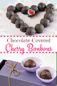 Mabel's Chocolate-Covered Cherry Bonbons are much easier to make than you might think! Bright maraschino cherries are wrapped in a simple home-made fondant then enrobed in melted chocolate chips. But the taste is so yummy you'll never want to purchase pre-made chocolate-covered cherries again!