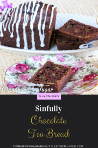Sinfully Chocolate Tea Bread is a super easy to mix up quick bread. and a delightful treat that is perfect with a pot of tea! I loved the crunch of the walnuts with the dark chocolate bread while cake flour provides a nice light crumb. 