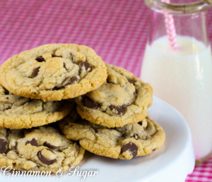 Hope’s Favorite Chocolate Chip Cookies are generously-sized cookies that are thick and soft with just a bit of chewiness thanks to the addition of a bit of bread flour. While I’ve never met a chocolate chip cookie that I didn’t like, these are perfection!