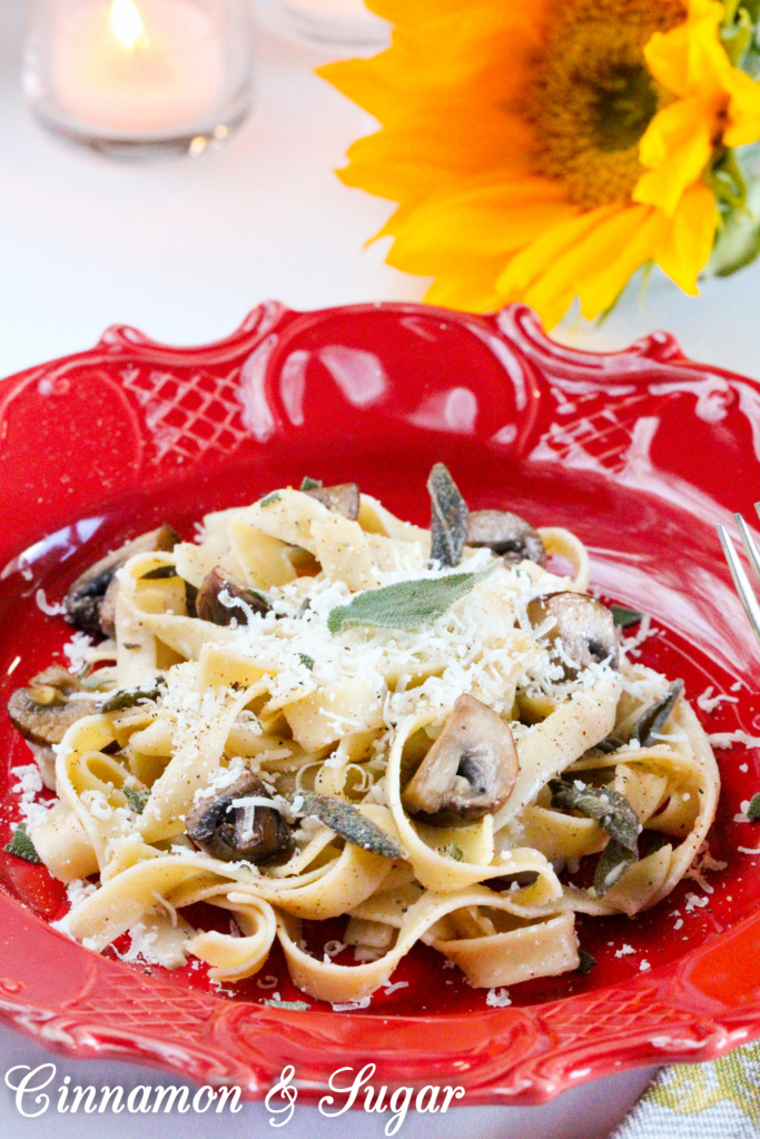 Tagliarini Pasta with Brown Butter, Sage, and Porcini Mushrooms
