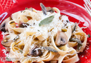 Tagliarini Pasta with Brown Butter, Sage, and Porcini Mushrooms: butter, cheese, sage & mushrooms don’t seem like many ingredients, yet they combine to create an amazingly delicious pasta dish! Elegant enough for guests and satisfying enough for family dinners.