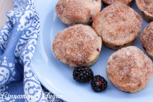 Not only are these blackberry muffins super quick and easy to mix up, they are utterly delicious from the crunchy, cinnamon-y topping to the jammy pieces of tart blackberries baked into the sweet, light-crumbed bread.