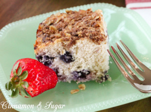 Triple Berry Coffee Cake is a tender cake that's chock-full of juicy, ripe berries. The addition of warm spices and a crumbly topping provides added flavor!