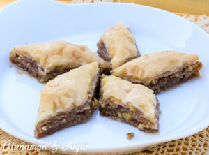 Lucy's Baklava combine layers of buttery phyllo dough, crunchy walnuts laced with cinnamon, and lemon-scented syrup to create a memorable dessert!