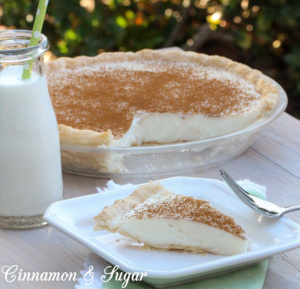 Sugar Cream Pie combines fresh dairy ingredients to create a creamy dessert providing both comfort and indulgence with a warm dusting of cinnamon on top.