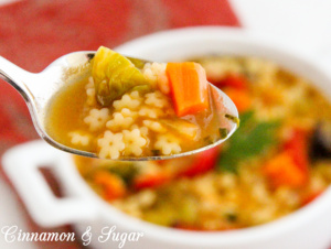 Fall Soup with Charred Vegetables is a hearty dish brimming with a large variety of healthy vegetables and star-shaped pasta!