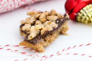 Christmas Crack is part candy, part cookie, starting with a crispy saltine cracker base layered with a toffee sauce, chocolate and toffee candy pieces.