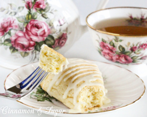 Eggnog Scones are flaky, buttery, and melt-in-your-mouth yummy! Perfect for the holidays or even a special treat no matter what time of year it is! Recipe shared with permission granted by Laura Childs, author of BROKEN BONE CHINA.